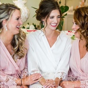 Lace trim wedding  Bridal robe - large